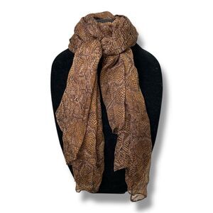 Vintage Brown Snake Skin Rectangular Scarf 60” X 27” Unisex Neck Scarve